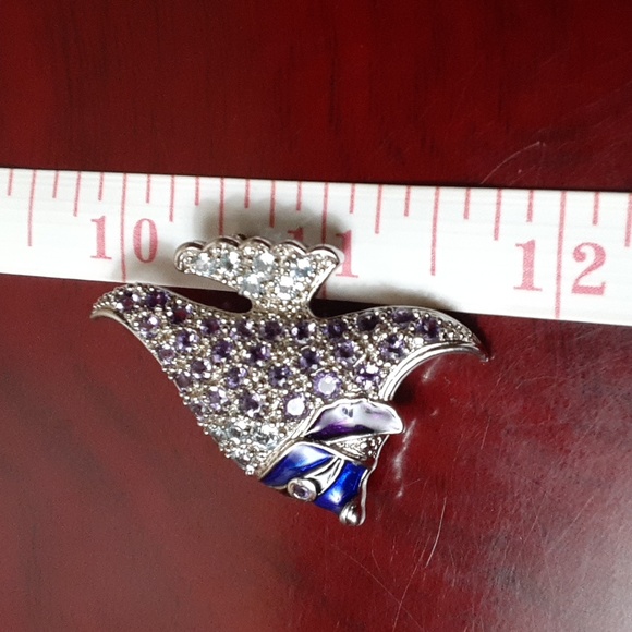 CLOSEOUT, 925 Genuine Amethyst and Blue Topaz with Enamel. BROOCH. FIRM. - Picture 11 of 11